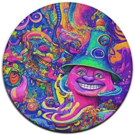 Room Sofa Yoga Soft Round Carpet, Home Decor Non Slip Kitchen Office Circle Rug, Machine Washable Modern Round Area Rug Trippy Graffiti Art, 60inch