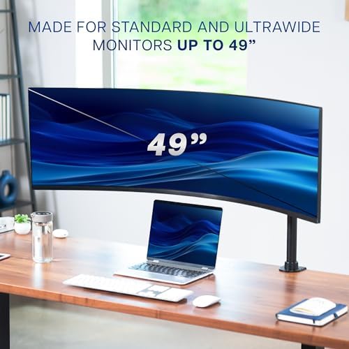 VIVO Black Single Monitor Desk Mount, Up to 49 in Ultrawides, STAND-V100M