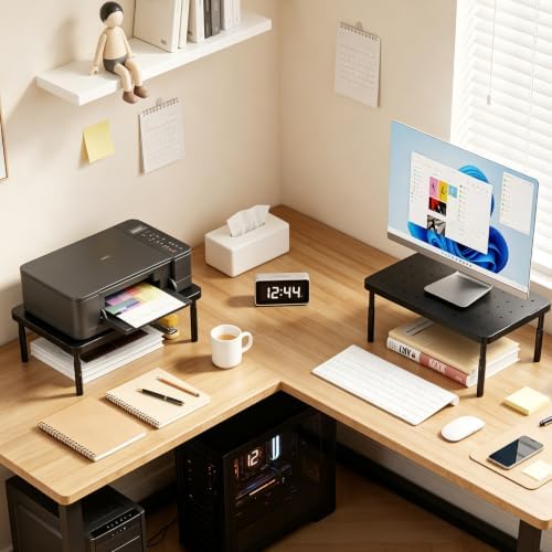 WALI Dual Monitor Riser for Desk, Adjustable Laptop Riser, up to 44 lbs