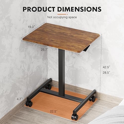 Sweetcrispy Mobile Rolling Desk, Small Standing Desk with Wheels