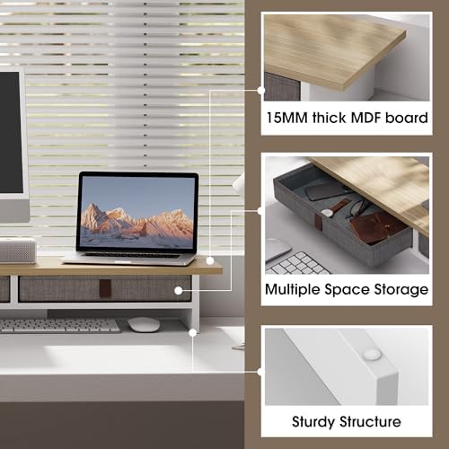Fenge 35 Inch Monitor Stand with Drawer Storage, Computer Riser for Desk
