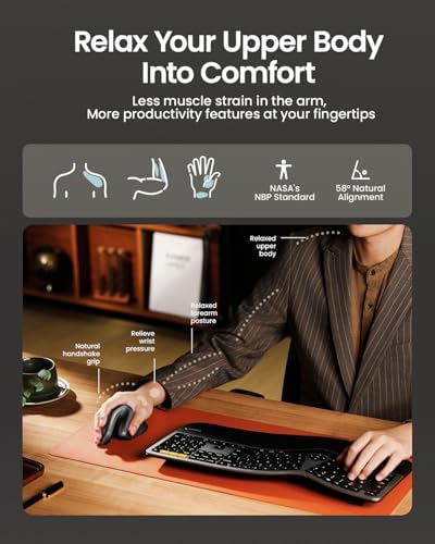 ProtoArc EM11 NL Wireless Ergonomic Vertical Mouse, Rechargeable, Gray