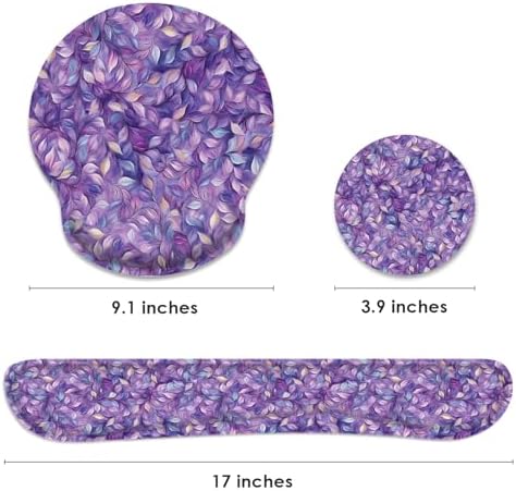 Britimes Ergonomic Mouse Pad Set with Wrist Rest, Purple Leaves