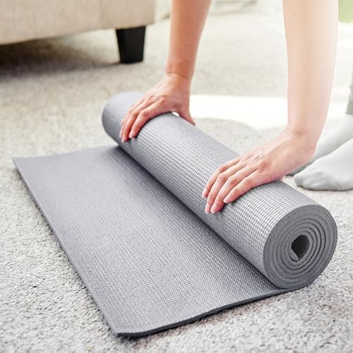 Fitvids All Purpose Thick High Density No Tear Exercise Yoga Mat with Strap & Lightweight Features for Indoor & Outdoor Use