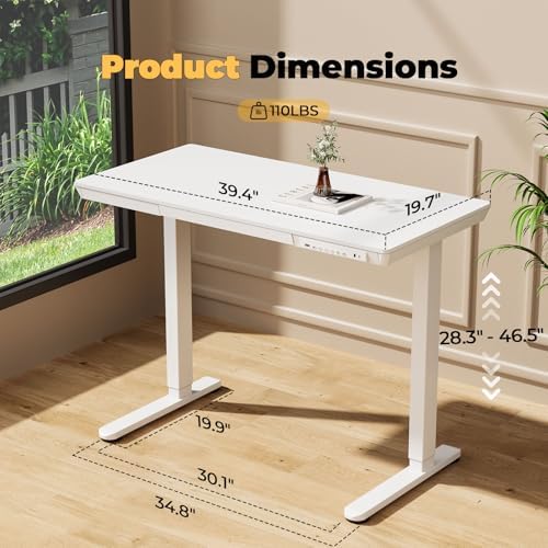 40" Electric Stand up Desk with Drawer, Height Adjustable