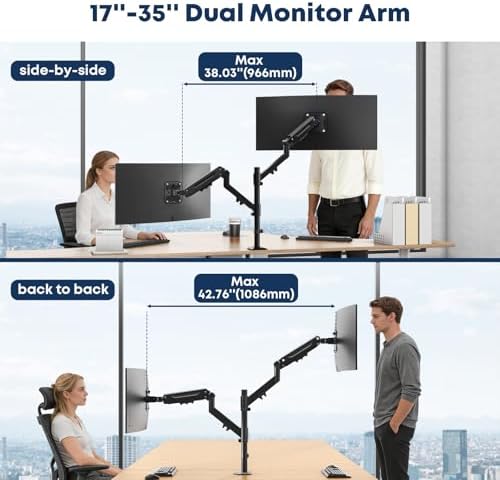 Dual Monitor Mount for 17-40'', Holds up to 26.4 lbs/arm