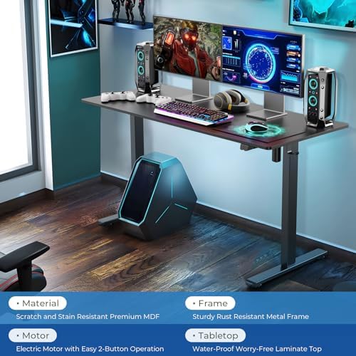 Our Modern Space Height Adjustable 40" Electric Standing Desk - Upgraded Ultra Durable Home Office Large Rectangular Computer Table or Laptop Sit Stand Workstation - 40 x 24 Inch