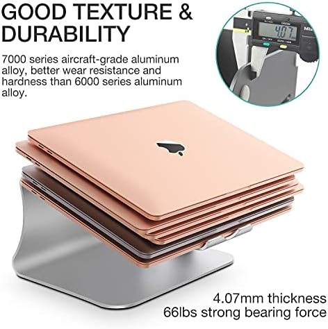 Laptop Stand, Aluminum Notebook Holder Riser Heat-Vent for MacBook Air/Pro, Dell, HP, Lenovo, Microsoft Surface, Samsung 11-16 inches Notebook (Space Silver)