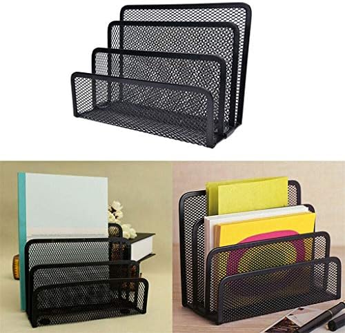 Office Desk Organizer, 3-Section Vertical Compartments Mesh File Sorter