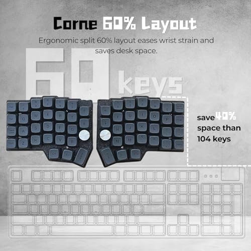 4×6 Corne Layout with knobs CORNE Wired Ergonomic Mechanical Keyboard,60% Orthol inear Layout,Hot-swappable,RGB,Vial remapping Support,pre-lubed Linear switches (Silent Switch)