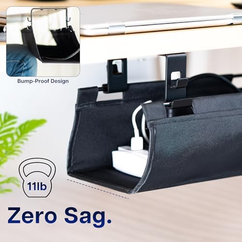 VIVO Black Screw-on 47 in Fabric Cable Management Tray, DESK-AC47F-S