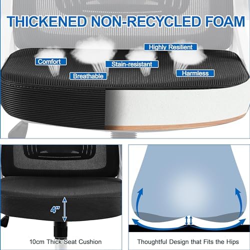 Yaheetech Ergonomic Office Chair with Headrest, Lumbar Support, White/Black