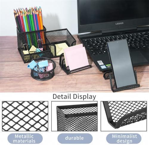 6 Pack Mesh Metal Desk Organizer Office Stationery Storage Set