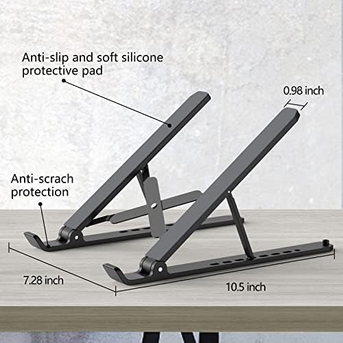 Tonmom Laptop Stand for Desk, Adjustable Laptop Riser, Black