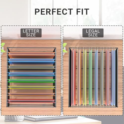 Hanging File Folder Frame for Legal and Letter Size,Hanging File Organizer Holder Rack Hanging Folder Rails for Filing Cabinet Desk Drawer,15.2" L x 12.4" W x 10.5" H,2 Pack