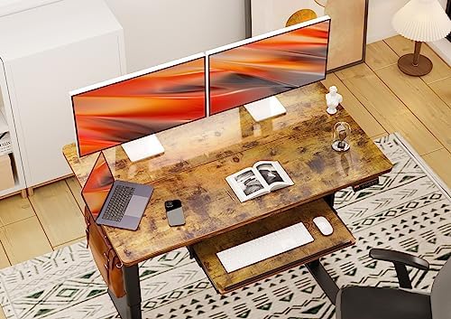 Claiks Standing Desk 48 Inch with Keyboard Tray Rustic Brown
