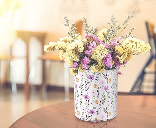 Pen Holder, Makeup Brush Holder Leather Cute Vintage Flowers Pattern Pencil Cup for Girls Kids Women Durable Stand Desk Organizer Storage Gift for Office, Classroom, Home, Cute Flower
