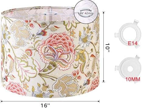 GO&SO Lamp Shades 1Pc,16" D x 10" H,Multicolored Floral Large Drum