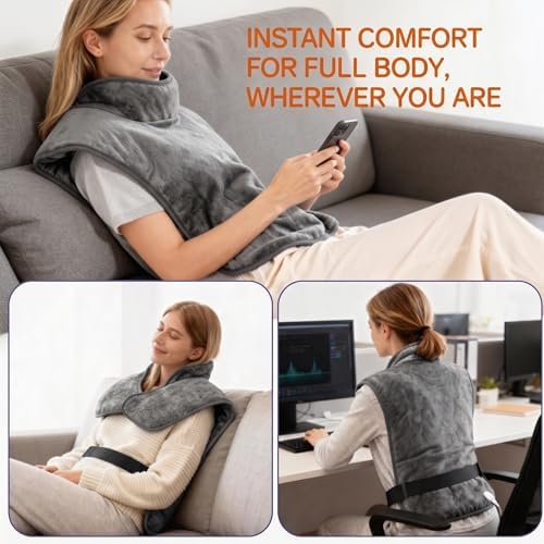 Heating Pad for Back, Weighted Heating Pad for Neck and Shoulders and Back, Birthday Gifts for Women, Mothers Day Gifts, Gifts for Mom Birthday, Dad Birthday Gift, Fathers Day,Grandma Gifts