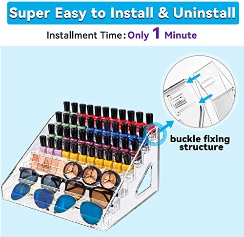 Pero Pero Nail Polish Organizer Acrylic Display Rack for Nail Polish Holder Sunglasses Organizer Essential Oils Holder Clear Eyeglasses Display Case Makeup Organizer