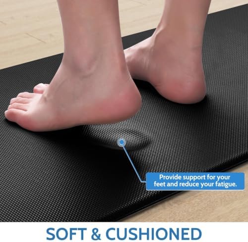 StepLively Kitchen Mat for Floor 2 PCS, Anti Fatigue Rugs, Black