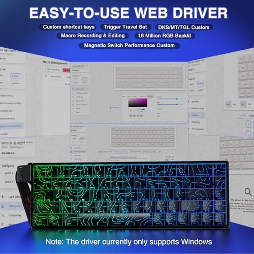 AULA WIN68 HE Mechanical Gaming Keyboard 60%, Hall Effect Magnetic Switch, Fast Trigger Mode Adjustable Actuation, 8000Hz Polling Rate, RGB Backlit, Small Wired Keyboard for Laptop/PC Gamer