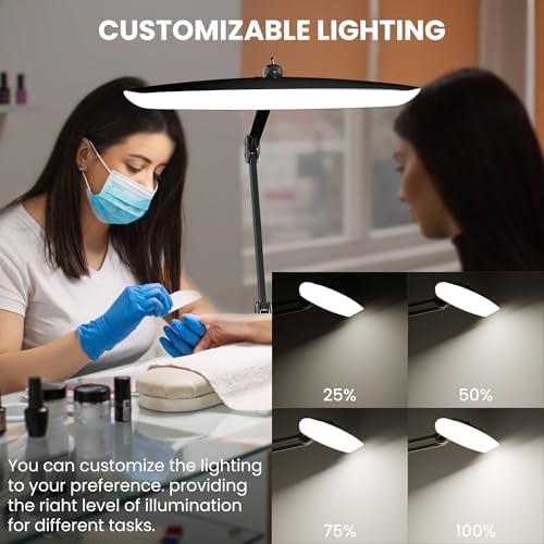 3000 Lumens Adjustable LED Desk Lamp & Task Lamp - Bright, Dimmable Lighting for Office, Crafts, Nails &Salon Hobbies with Clamp (CCT, Black)