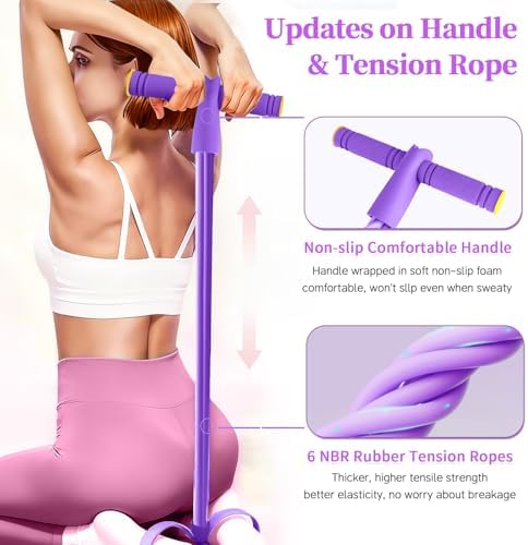 Pedal Resistance Band with Handle, Upgraded 6-Tube Exercise Bands