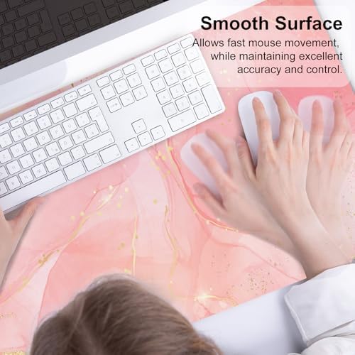 QIYI PU Leather Large Mouse Pad, Waterproof Desk Mat, 31.5" x 15.7", Pink