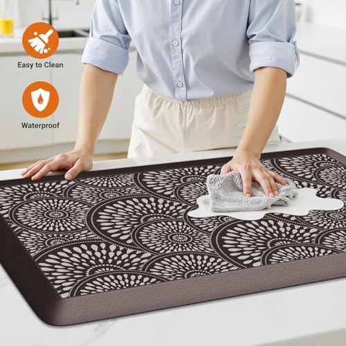 Mattitude 4/5 Inch Kitchen Mat, 20x53in Heavy Duty Ergonomic Comfort Foam Standing Desk Mat, Waterproof Non-Slip Standing Mats and Rugs for Kitchen, Office, Black