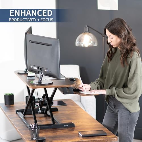 VIVO Rustic Vintage Brown 36 in Standing Desk Converter, DESK-V036KN