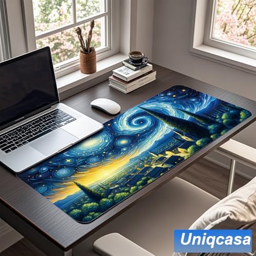 Gaming Mouse Pad 31.5x11.8 inch XL Large Extended Mouse Pad, Big Mousepad Desk Mat for Computer with Non-Slip Rubber Base and Stitched Edge-Blue Galaxy