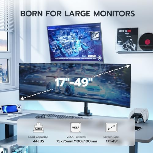 ARES WING Dual Monitor Mount for 17-49 Inch Screen, Black
