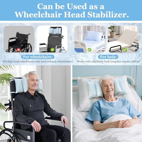 Head Stabilizing Pillow Neck Stabilizer Wedge for Sleeping Upright After Cervical Fusion Surgery Cradle Medical Positioning Bedridden Patient Posture Corrector(Cooling Fabric)