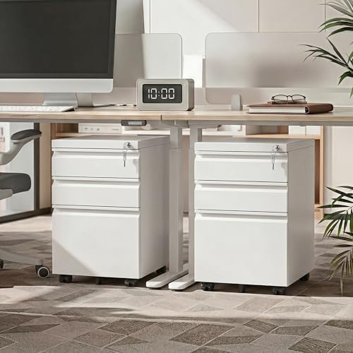 DEVAISE 3 Drawer Mobile File Cabinet, Fully Assembled Except Casters