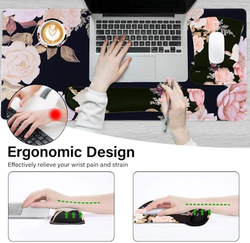 MOSISO Keyboard Mouse Pad Set, Large Gaming Mousepad&Keyboard Wrist