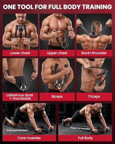 SAKER Twister Arm Trainer, Adjustable Hydraulic Home Gym Equipment for Strength Training, 22-440Lbs Chest Expander with Ab Roller Wheel, Workout Equipment for Men & Women, Arms Chest Core