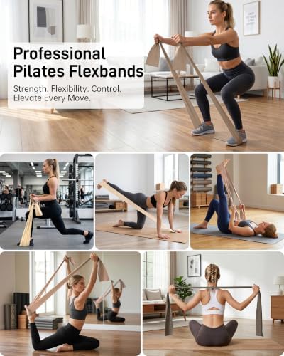 Renoj Pilates Flexbands, 5-Pack Latex-Free Resistance Bands Set – Exercise Bands for Pilates, Yoga, Stretching & Physical Therapy | Home Gym Equipment for Women & Men