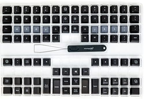 Advantage360 QWERTY Black Keycap Set - PBT Plastic | Dye-Sublimated Legends | 92 Key Set | Logo Keycap Puller