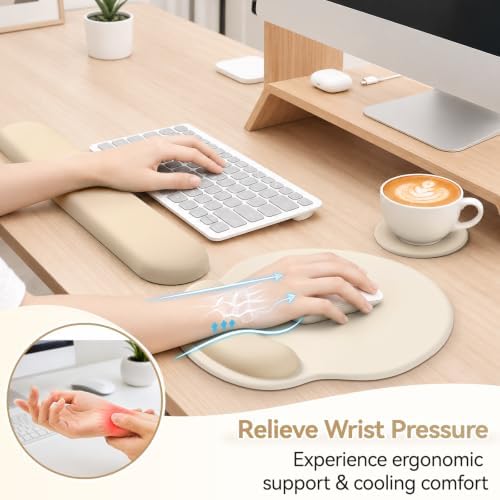 Mouse Pad with Wrist Rest, 2-in-1 Mousepad with Wrist Support Set
