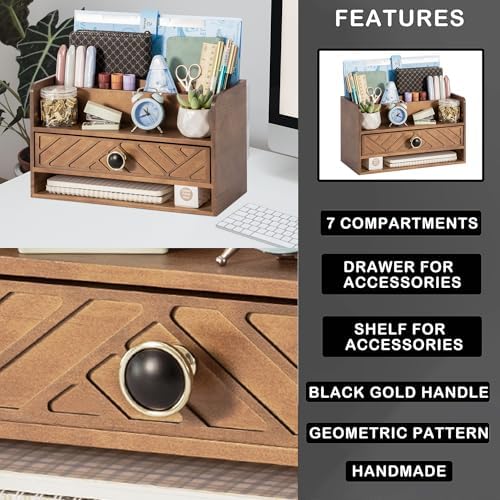 Desk Organizer with Drawer, Countertop Bill Mail Organizer and File Storage