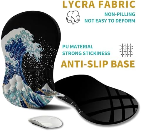 Hokafenle Ergonomic Mouse Pad Wrist Support, Wrist Rest Mousepad for Carpal Tunnel Pain Relief with Integrated Memory Foam Slope Massage Bulge (11.8x7.9 inch,Sea Wave