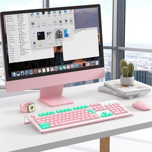 BEEGO Ergonomic Computer Keyboard Stand - Clear Acrylic Keyboard Riser Tilted Keyboard Holder Keyboard Tray with Lightpink Non-Slip Strip for Easy Typing at Home School Office Desk Accessories