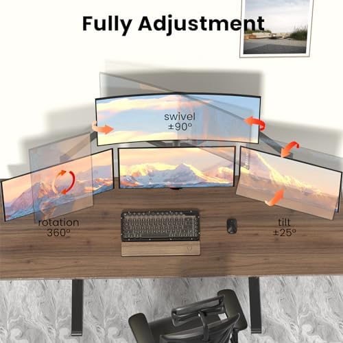 Quad Monitor Mount for 17-32 Inches - Fully Adjustable Heavy Duty 4 Monitor Arm Desk Mount, Max Load 22lbs per Screen, Clamp/Grommet, VESA 75/100 mm, Black