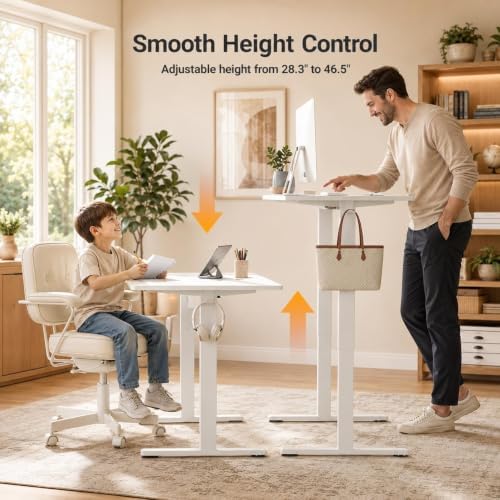 Claiks Electric Standing Desk 32x19 Inch Adjustable Desk, White