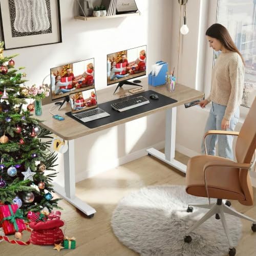 farexon 55x24In Electric Adjustable Standing Desk with Mouse Pad, Oak Gray
