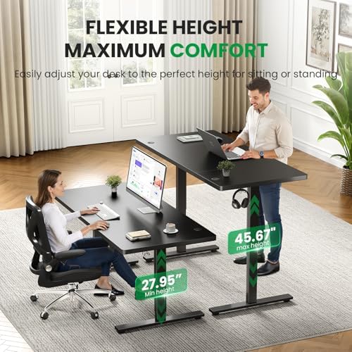 Black 71x30 in Electric Standing Desk, 1 Inch Thick Tabletop
