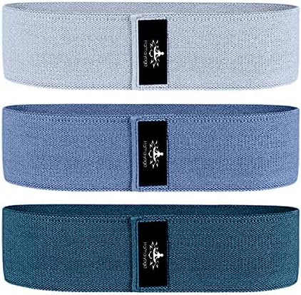 Hatha Yoga Large Resistance Band,14.5" x3.15",Fabric Exercise Loop Bands with Instruction Guide and Carry Bag, Set of 3.