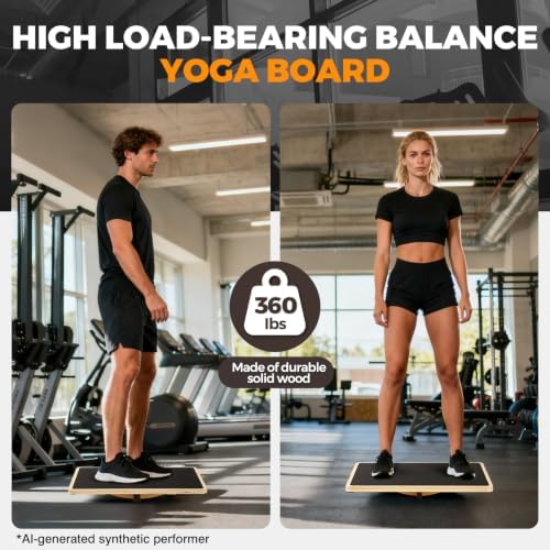 Wooden Rocker Balance Board for Adults Anti-Slip 350LBS Balance Trainer for Standing Desk, Physical Therapy & Core Strength – Durable Wooden Rocker Board for Office & Rehab