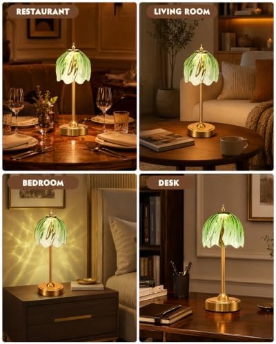 Nusogon Cordless Flower Table Lamp, 5200mAh Small Rechargeable Touch Lamp